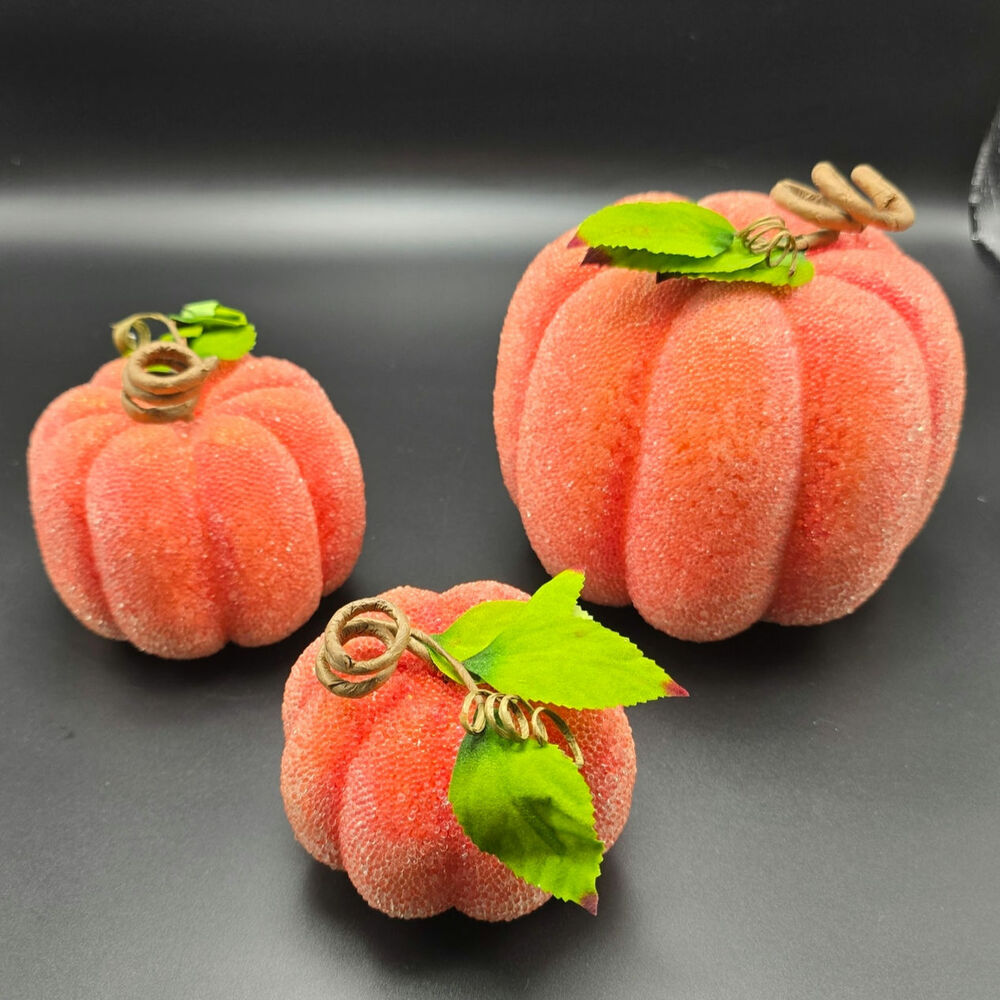 Sugared Beaded Pumpkin Decoration set of 3